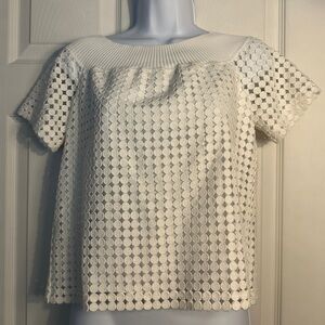 W by Worth White circle lace short sleeve top XP